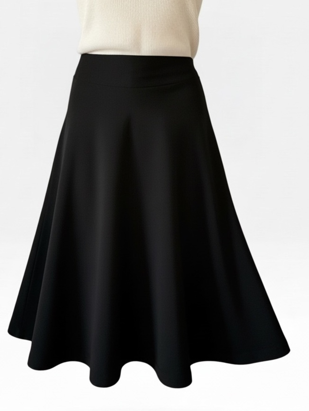 Eddie Bauer Womens A-line Flared Midi Skirt Knit Black Size 12